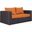 Convene Espresso Orange Outdoor Patio Loveseat