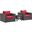 Convene Espresso Red 3 Piece Set Outdoor Patio with Fire Pit EEI-3727-EXP-RED-SET