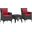 Convene Espresso Red 3 Piece Set Outdoor Patio with Fire Pit EEI-3729-EXP-RED-SET