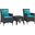 Convene Espresso Turquoise 3 Piece Set Outdoor Patio with Fire Pit