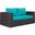 Convene Espresso Turquoise Outdoor Patio Loveseat