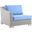 Conway Outdoor Patio Wicker Rattan Left-Arm Chair In Gray and Blue