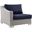 Conway Outdoor Patio Wicker Rattan Left-Arm Chair In Light Gray/Navy