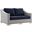 Conway Outdoor Patio Wicker Rattan Loveseat In Light Gray Navy