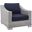 Conway Sunbrella Outdoor Patio Wicker Rattan Armchair In Light Gray/Navy