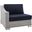 Conway Sunbrella Outdoor Patio Wicker Rattan Left-Arm Chair In Light Gray/Navy