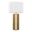 Cosmo 28 Inch Metal Table Lamp In Antique Brass and White Linen