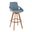 Cosmo 29 Inch Fixed Height Barstool In Blue and Walnut