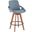 Cosmo Mid-Century Counter Stool In Walnut And Blue Noise Fabric