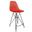 Cresco Modern Acrylic Bar Stool In Black Base with Trans Red Seat