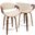 Curvini Mid-Century Modern Counter Stool In Walnut Wood And Cream Fabric - Set Of 2