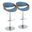 Curvo Adjustable Barstool Set of 2 In Blue and Chrome