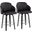 Dahlia Counter Stool Set of 2 in Black Wood and Black Faux Leather with Round Chrome Footrest