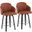 Dahlia Counter Stool Set of 2 in Black Wood and Camel Faux Leather with Round Chrome Footrest