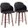 Dahlia Counter Stool Set of 2 in Walnut Wood and Black Faux Leather with Round Chrome Footrest