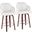 Dahlia Counter Stool Set of 2 in Walnut Wood and Cream Velvet with Round Chrome Footrest
