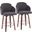 Dahlia Counter Stool Set of 2 in Walnut Wood and Grey Fabric with Round Chrome Footrest