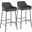 Daniella Industrial Fixed-Height Bar Stool In Black Metal And Charcoal Fabric - Set Of 2