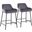 Daniella Industrial Fixed-Height Counter Stool In Black Metal And Silver Velvet - Set Of 2