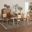 Dannon Fabric and Wood 7 Piece Dining Set In Grey and Natural Oak