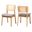 Dannon Fabric and Wood Dining Chair Set of 2 In Grey and Natural Oak