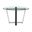 Devi 48 Inch Round Dining Table In Brushed Stainless Steel and Black Iron Base with Glass Tabletop
