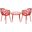 Devon 3 Piece Outdoor Patio Dining Set with Arm Chair In Red