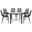Devon 7 Piece Outdoor Patio Dining Set with Side Chair In Black