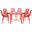 Devon 7 Piece Outdoor Patio Dining Set with Side Chair In Red