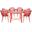 Devon 7 Piece Outdoor Patio Dining Set with Arm Chair In Red