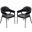 Adele Dining Chairs Set of 2 In Black Leatherette With Brushed Stainless Steel Leg