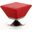 Diamond Swivel Ottoman in Red and Polished Chrome