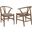 Dinah Danish Y-Shaped Back Wishbone Dining Side Chair Walnut and Brown Set of 2