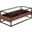 Display Coffee Table in Black Metal, Walnut Wood, and Clear Glass