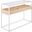 Display Console Table in White Metal, Natural Wood, and Clear Glass