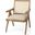 Donna Light Brown Wood Cane-Back With Beige Upholstered Seat Accent Chair