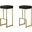 Dorrington Modern Faux Leather Backless Bar Stool Set of 2 In Black And Gold