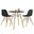 Dover 3-Piece Dining Set with Round Black Mdf Top Bistro Table and 2 Plastic Chairs In Black