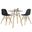 Dover 3-Piece Dining Set with Round Clear Glass Top Bistro Table and 2 Plastic Chairs In Black