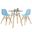 Dover 3-Piece Dining Set with Round Clear Glass Top Bistro Table and 2 Plastic Chairs In Blue