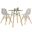 Dover 3-Piece Dining Set with Round Clear Glass Top Bistro Table and 2 Plastic Chairs In Clear
