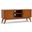 Draper Solid Hardwood Mid Century Low TV Media Stand In Teak Brown