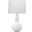 Droplet Table Lamp in White Ceramic with Cone Shade in White Linen