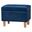 Elias Velvet Fabric Storage Ottoman In Navy Blue and Oak Brown