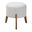 Elkie Boucle Fabric and Wood Ottoman Footstool In Light Grey and Walnut Brown