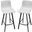 Elland Upholstered Leather Bar Stool Set of 2 with Iron Legs and Footrest In Light Grey