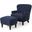 Enchante Living Room Set with Tufted Back Club Chair and Ottoman In Blue