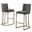 Erin Counter Height Chairs Set of 2 In Dark Gray Velvet and Gold Chrome