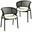 Ervilla Dining Armchair In Black Steel Frame with Black Wicker Back and Beige Seat Set of 2