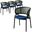 Ervilla Dining Armchair In Black Steel Frame with Black Wicker Back and Navy Blue Seat Set of 4